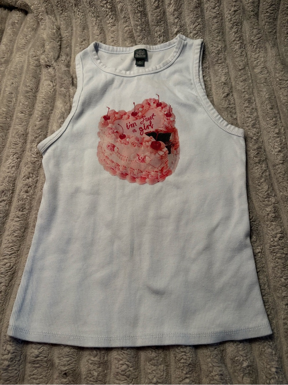 Wild Fable Ribbed Tank Top with Pink Cake Graphic “I’m just a Girl”